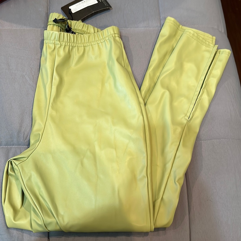 brand new size 4 PrettyLittleThing stacked sage leather pants